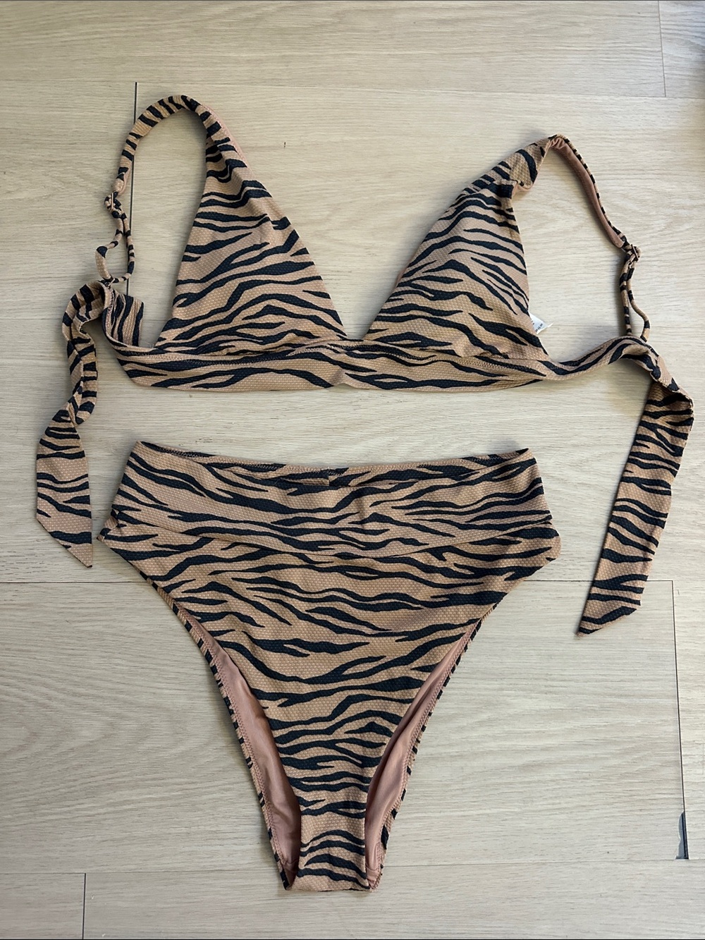 aerie Tiger-Stripe Bikini Set - Tan & Black